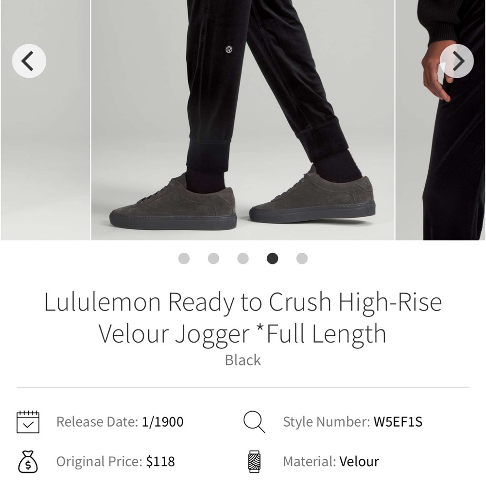 EUC Lululemon Ready to Crush High-Rise Velour Jogger *Full Length Black